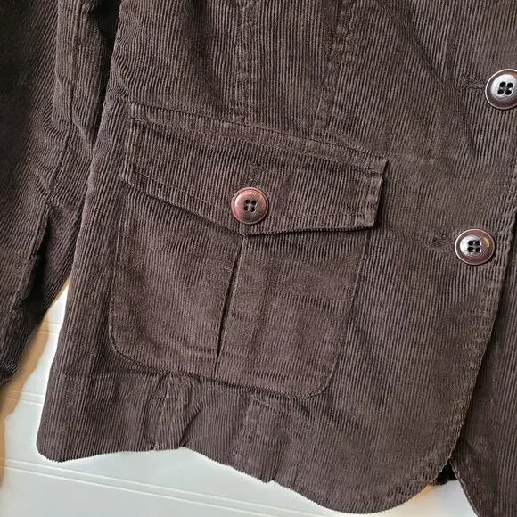 Talbots Blazer Size 6 Brown Corduroy Elbow Patches Academia Preppy - Picture 2 of 11